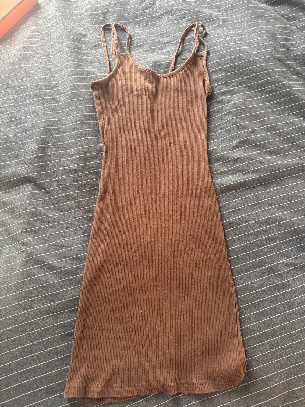 Fashion Nova Brown Ribbed Midi Tank Dress